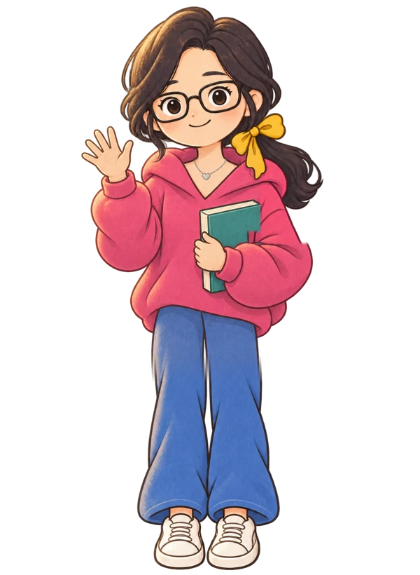卡通版的 Cathy 在挥手打招呼
